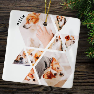 Pets Modern Shapes Geometric 8 Collage Photo Ceramic Ornament