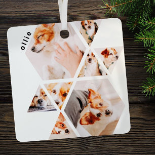 Pets Modern Shapes Geometric 8 Collage Photo Metal Tree Decoration