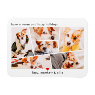 Pets Modern Simple Custom 6 Images Collage Photo Magnet