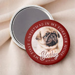 Pet's My First Christmas In Forever Home Modern Magnet<br><div class="desc">Design is composed of modern typography with sans serif and serif font. Add a custom photo of adopted pet and year.</div>