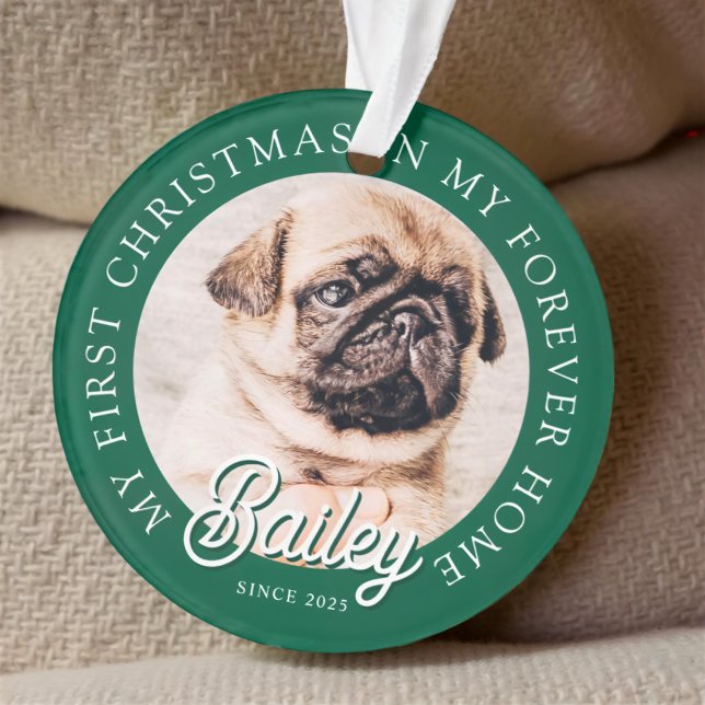 Pet's My First Christmas In Forever Home Modern Ornament (Creator Uploaded)