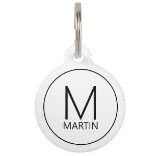 Pet's Name and Monogram with Owner's Contact Info Pet Tag