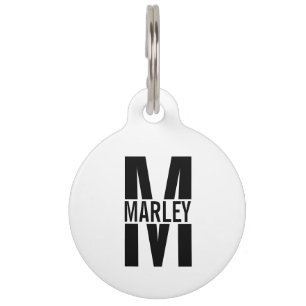 Pet's Name and Monogram with Owner's Contact Info  Pet Tag
