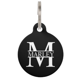 Pet's Name and Monogram with Owner's Contact Info Pet Tag