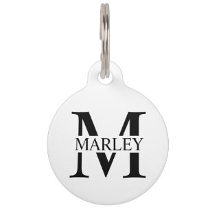 Pet's Name and Monogram with Owner's Contact Info  Pet Tag