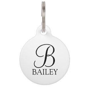 Pet's Name and Monogram with Owner's Contact Info Pet Tag