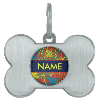Pet's Name Colourful Blue Yellow Red Green Hot Mes Pet ID Tag