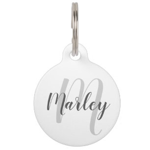 Pet's Name, Monogram with Owner's Contact QR Code Pet Tag