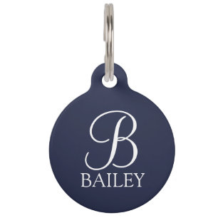 Pet's Name, Monogram with Owner's Contact QR code Pet Tag