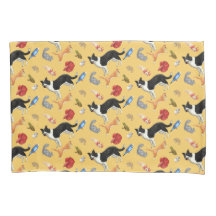 Pets on Parade Pillow Case (on Yellow)