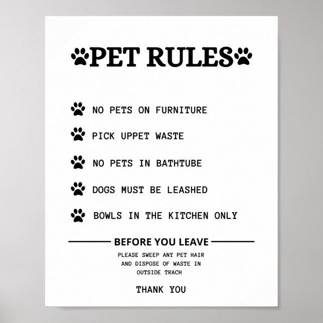 pets rules sign (Front)