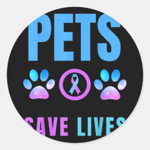 Pets Save Lives Emotional Support Animal Pet Mum Classic Round Sticker