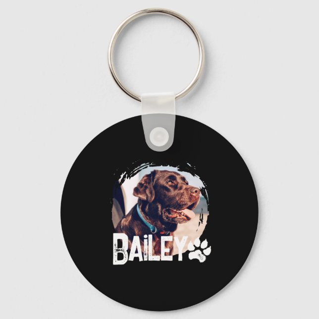 Pets Simple Modern Cool Nge Name And Photo  Key Ring (Front)