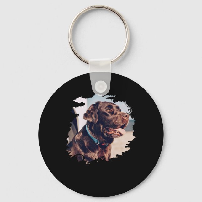 Pets Simple Modern Cool Tygraphy Name And Photo T  Key Ring (Front)