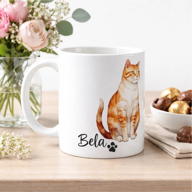Pet's Simple Modern Cool Typography Name and Photo Coffee Mug (Creator Uploaded)