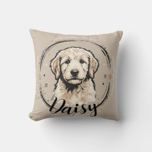 Pet's Simple Modern Cool Typography Name and Photo Cushion