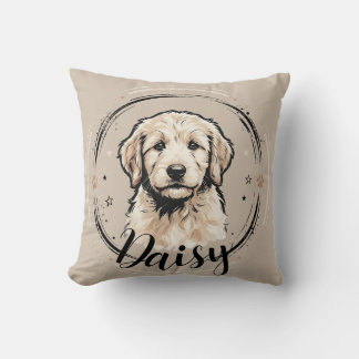 Pet's Simple Modern Cool Typography Name and Photo Cushion