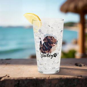 Pet's Simple Modern Cool Typography Name and Photo Glass