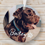 Pet's Simple Modern Cool Typography Name and Photo Metal Tree Decoration<br><div class="desc">This simple and modern design is composed of modern simple playful script typography. Add custom pet photo.</div>