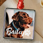 Pet's Simple Modern Cool Typography Name and Photo Metal Tree Decoration<br><div class="desc">This simple and modern design is composed of modern simple playful script typography. Add custom pet photo.</div>