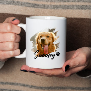 Pet's Simple Modern Cool Typography Name and Photo Mug