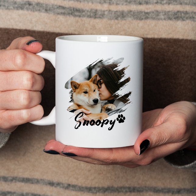 Pet's Simple Modern Cool Typography Name and Photo Mug (Creator Uploaded)