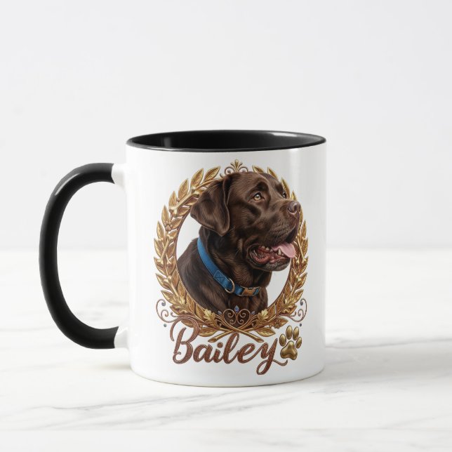 Pet's Simple Modern Cool Typography Name and Photo Mug (Left)