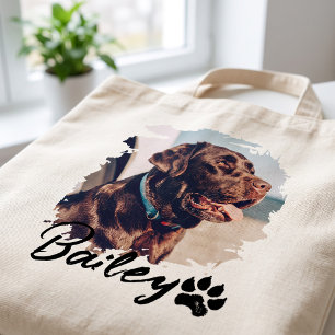 Pet's Simple Modern Cool Typography Name and Photo Tote Bag