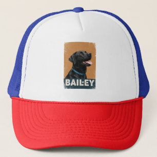 Pet's Simple Modern Cool Typography Name and Photo Trucker Hat