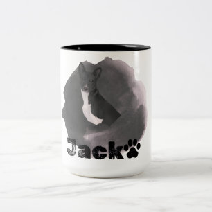 Pet's Simple Modern Cool Typography Name and Photo Two-Tone Coffee Mug