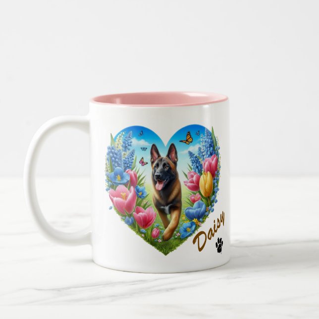 Pet's Simple Modern Cool Typography Name Two-Tone Coffee Mug (Left)