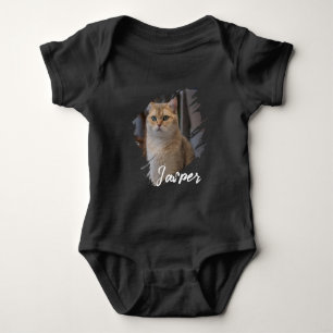 Pet's Simple Modern custom Name and photo Baby Bodysuit