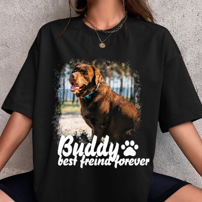 Pet's Simple Modern custom Name and Photo T-Shirt (Creator Uploaded)
