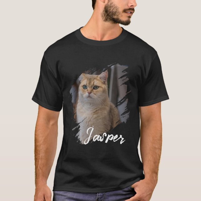Pet's Simple Modern custom Name and photo  T-Shirt (Front)