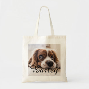 Pet's Simple Modern Elegant Chic Name and Photo Tote Bag