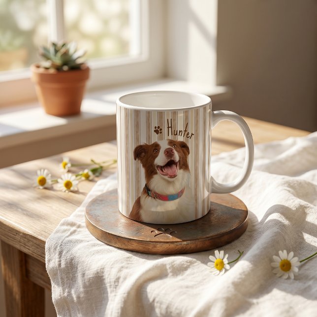 Pet's Simple Modern Name and Photo Coffee Mug (Creator Uploaded)