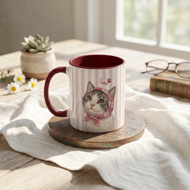 Pet's Simple Modern Name and Photo Mug (Creator Uploaded)