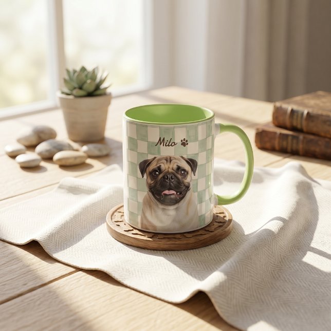 Pet's Simple Modern Name and Photo Mug (Creator Uploaded)