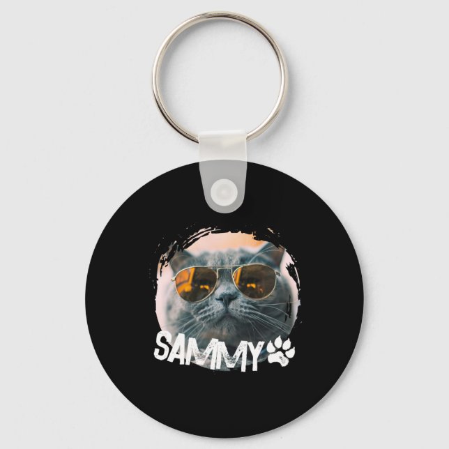 Pets Simple Modern Nge Cool Name And Photo  Key Ring (Front)