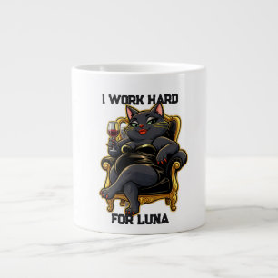 Pet's Simple Modern Typography Cat Name and Photo Large Coffee Mug