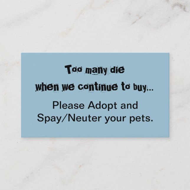 Pets Spay Neuter Dogs Cats Animals Business Card (Front)