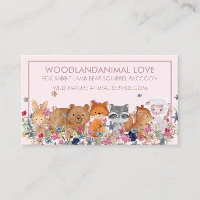 PetSitter FOX RABBIT LAMB BEAR SQUIRREL veterinary Business Card (Front)