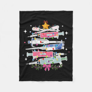 Pette Laboratory Christmas Tree Lights Med Laborat Fleece Blanket