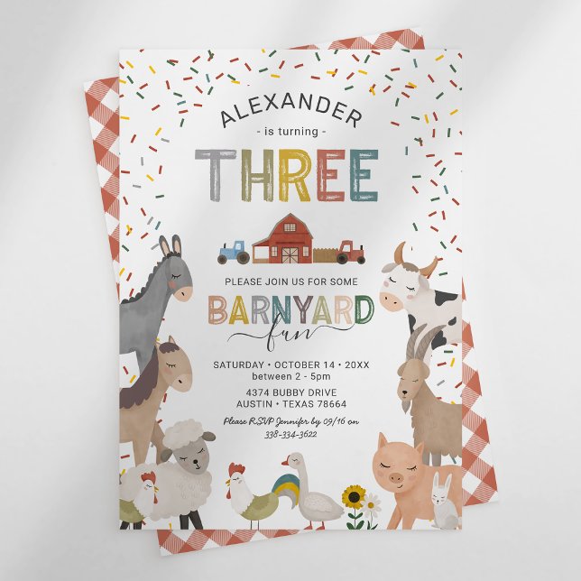 Petting Zoo 3rd Birthday Party Invitation (Creator Uploaded)