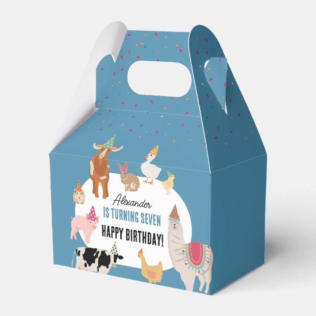 Petting Zoo Party Animals Barnyard Birthday Boy Favour Box (Front Side)