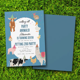 Petting Zoo Party Animals Barnyard Birthday Boy Invitation