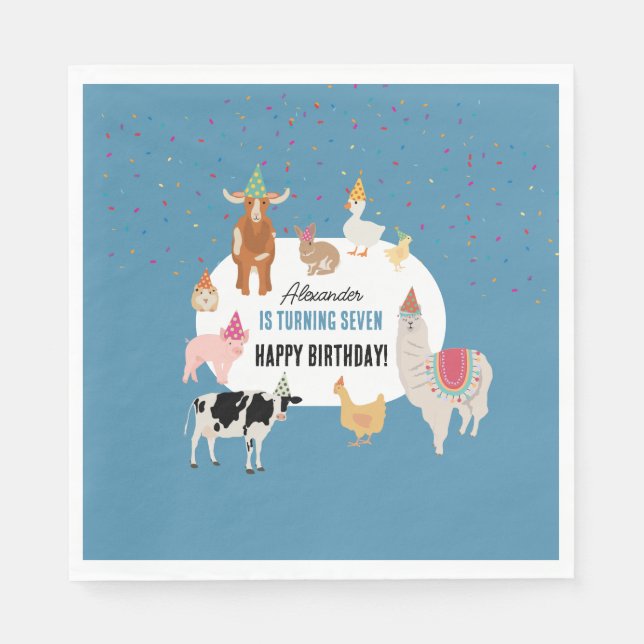 Petting Zoo Party Animals Barnyard Birthday Boy Napkin (Front)