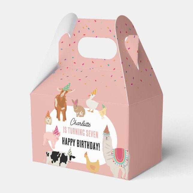 Petting Zoo Party Animals Barnyard Birthday Girl Favour Box (Front Side)