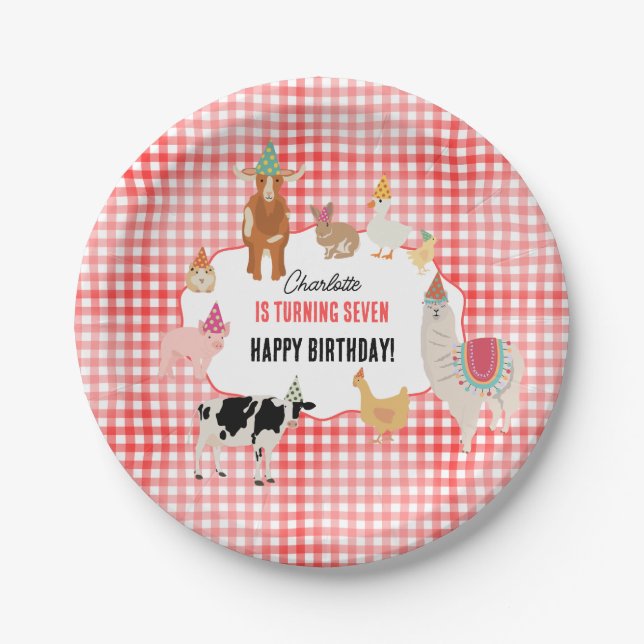 Petting Zoo Party Animals Barnyard Birthday Kids Paper Plate (Front)