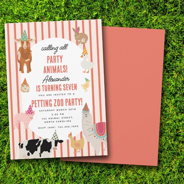 Petting Zoo Party Animals Barnyard Birthday Theme Invitation (Petting Zoo Party Animals Barnyard Birthday Theme Invitation)